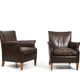 Paire de vieux fauteuils club danois en cuir patiné des années 1940