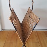 Vintage rattan magazine holder
