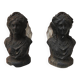 Old cast iron andirons: bust of a woman with a medallion