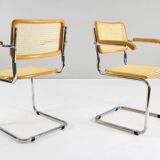 Set of Two Mid-Century Modern Marcel Breuer B64 Blonde Cesca Chairs, Italy, 70s
