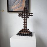 Crucifix sculpture Tramp Art 1900