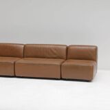 Modular leather sofa, manufactured by Durlet, Belgium, 1970s.
