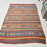 4x7 Handmade Wool Turkish Vintage Kilim Rug, 136x201Cm SK 32979