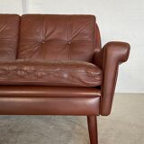 Danish mid-century Svend Skipper cognac 3 person sofa & lounge chair 1960s