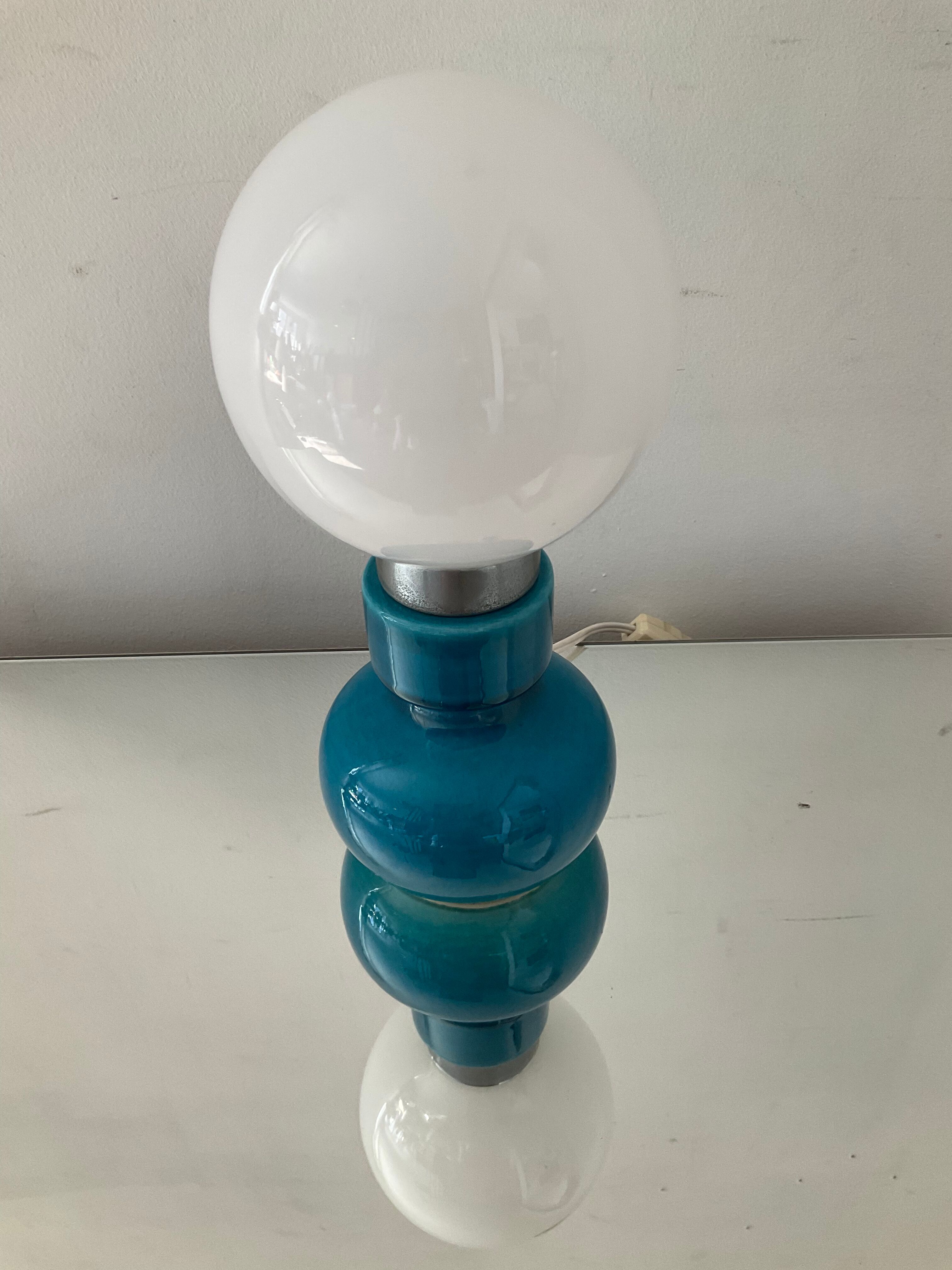 Vintage lamp of the 70s in ceramic and opaline