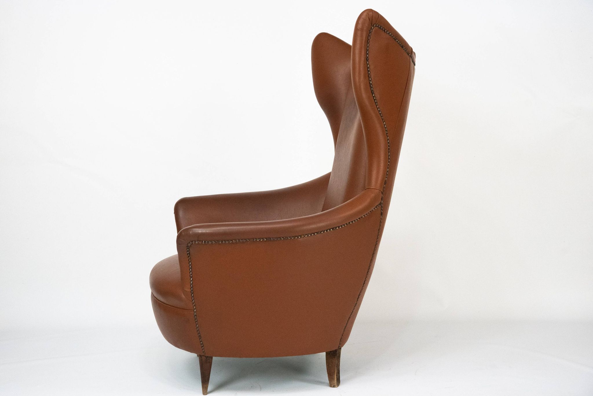 Mid-Century Italian Wingback Armchair in Leatherette, 1950s