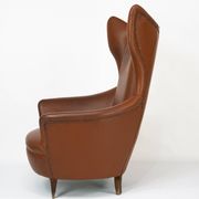 Mid-Century Italian Wingback Armchair in Leatherette, 1950s