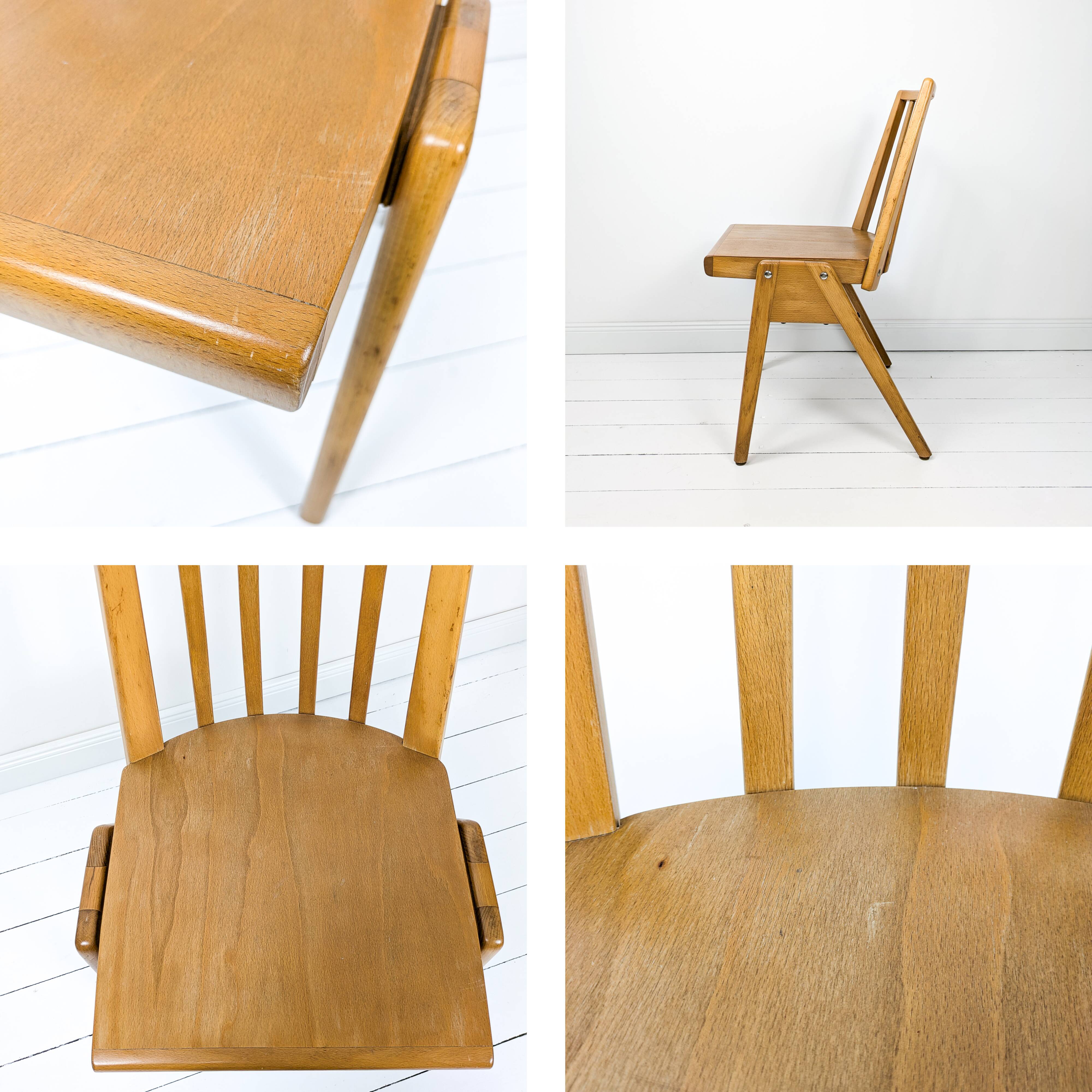 Set of 4 Danish Design Mid Century Wooden Stacking Chairs Streben Vintage Skandi Wooden Chair