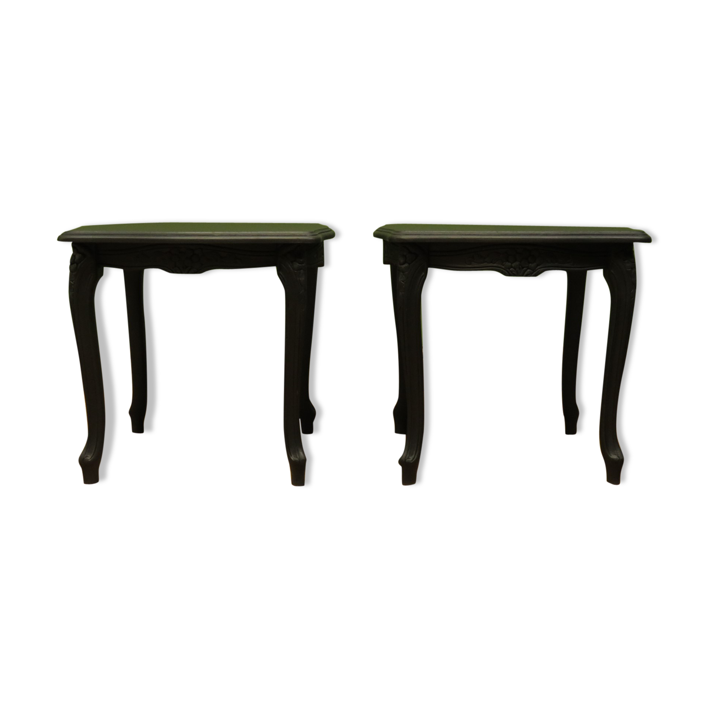 PAIR OF FRENCH STYLE BLACK BEDSIDE TABLES