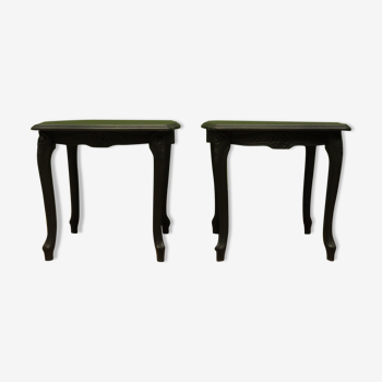 PAIR OF FRENCH STYLE BLACK BEDSIDE TABLES