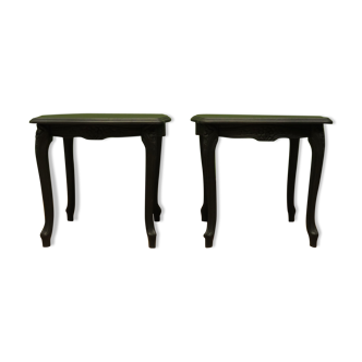 PAIR OF FRENCH STYLE BLACK BEDSIDE TABLES
