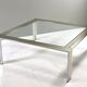Square coffee table in brass, chrome and glass by Renato Zevi, Italy, 1970s