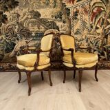 Suite of 2 armchairs louis xv style xixth century