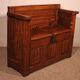 Oak bench chest with incorporated panels and gothic elements