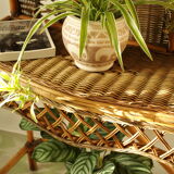 Shelf, console, bamboo, vintage wicker