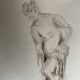 Tableau signé aquarelle monochrome étude dessin statue musée classique « sortie du bain »
