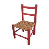 Chaise scandinave enfant en bois et corde des années 60