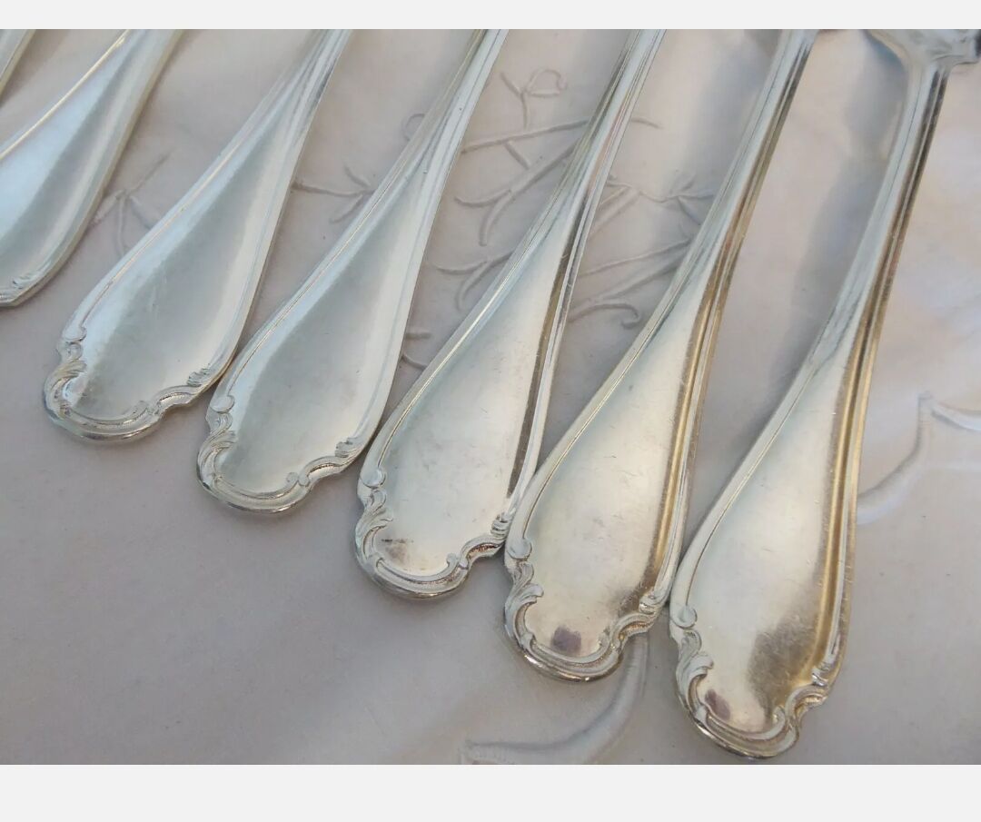 Alfenide Christofle 12 table covers 24p silver metal Model Pompadour