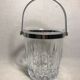 Old arched crystal ice bucket with chrome metal handle