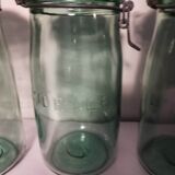 Lot 3 ideal green glass jars