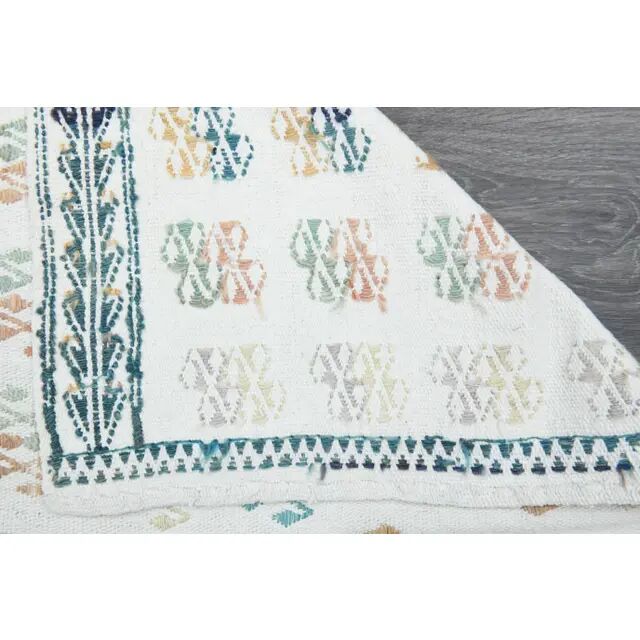 1970s Turkish Oushak Kilim Wool Cotton White Area Rug 182x266