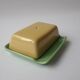 Small vintage ceramic butter dish - green and yellow