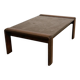 Vintage Belgian oak & fossil slate coffee table, brutalist modern, 1970s