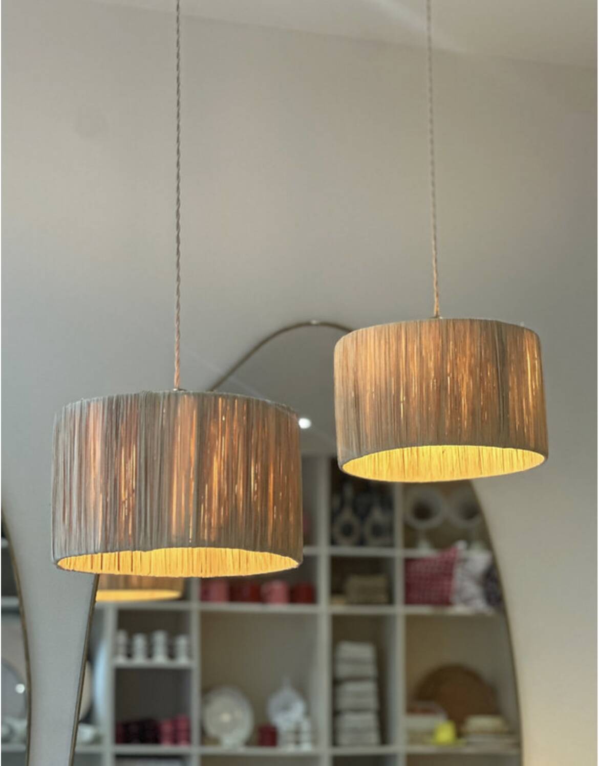 Suspension lampshade rattan bohemian vintage - d30 cm