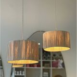 Raphia lampshade suspension bohemian vintage rattan - d30 cm