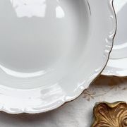 7 French Winterling BAVARIA white and gold porcelain soup plates