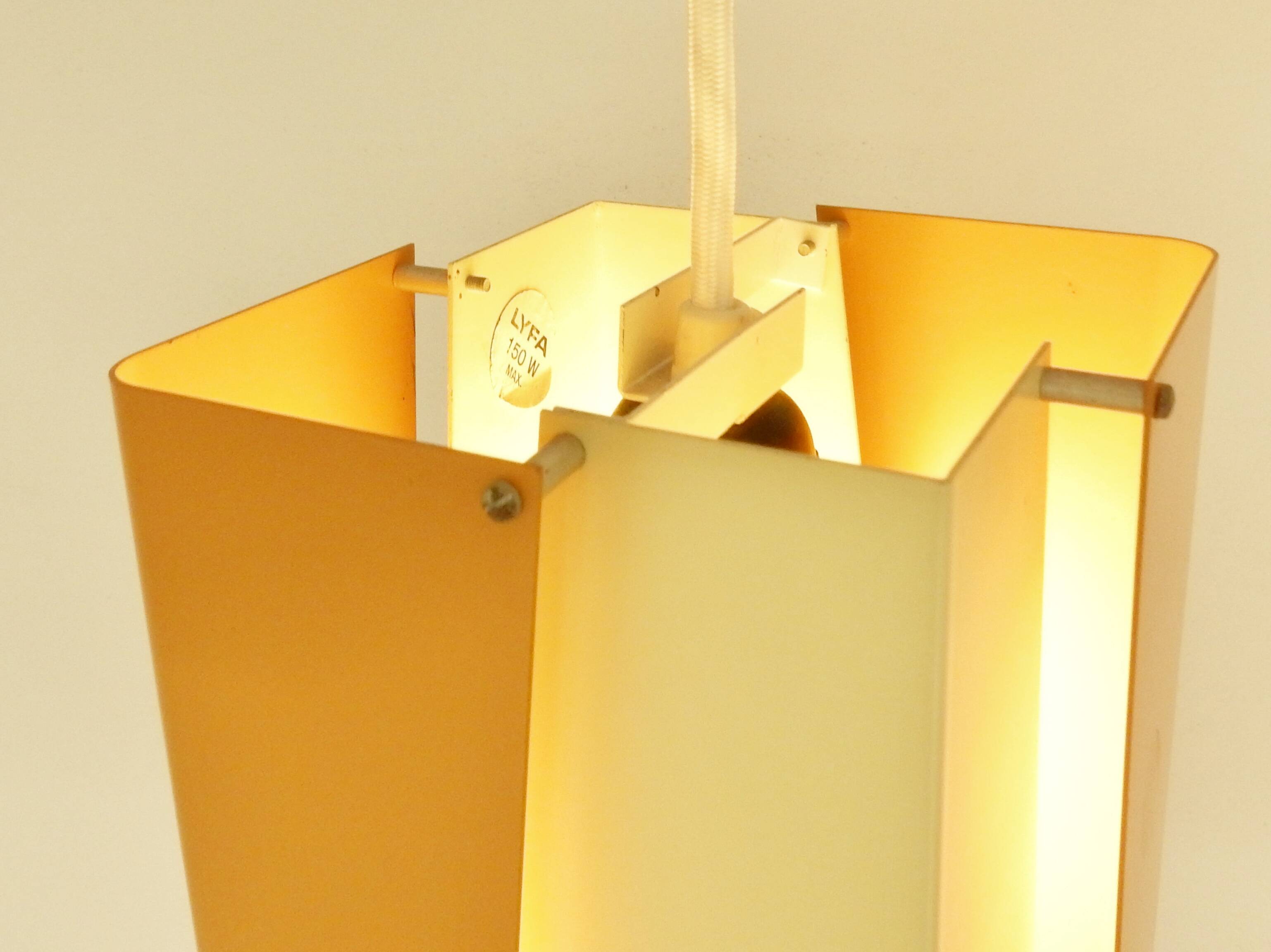 Rare metal pendant light for Lyfa, Denmark 1960's