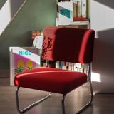 Fauteuil chauffeuse rouge vintage