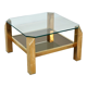 Table d'appoint table basse plaqué or 23 carats verre belgochrom seventies 60cm