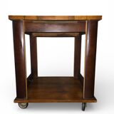 Art Deco wooden side table / serving trolley on wheels