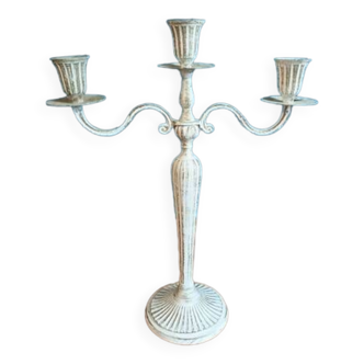 Triple candlestick candle holder in beige patinated gold metal dp 1123214