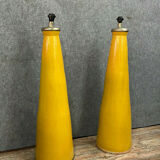 40s pair of enamelled ceramic conical lamps