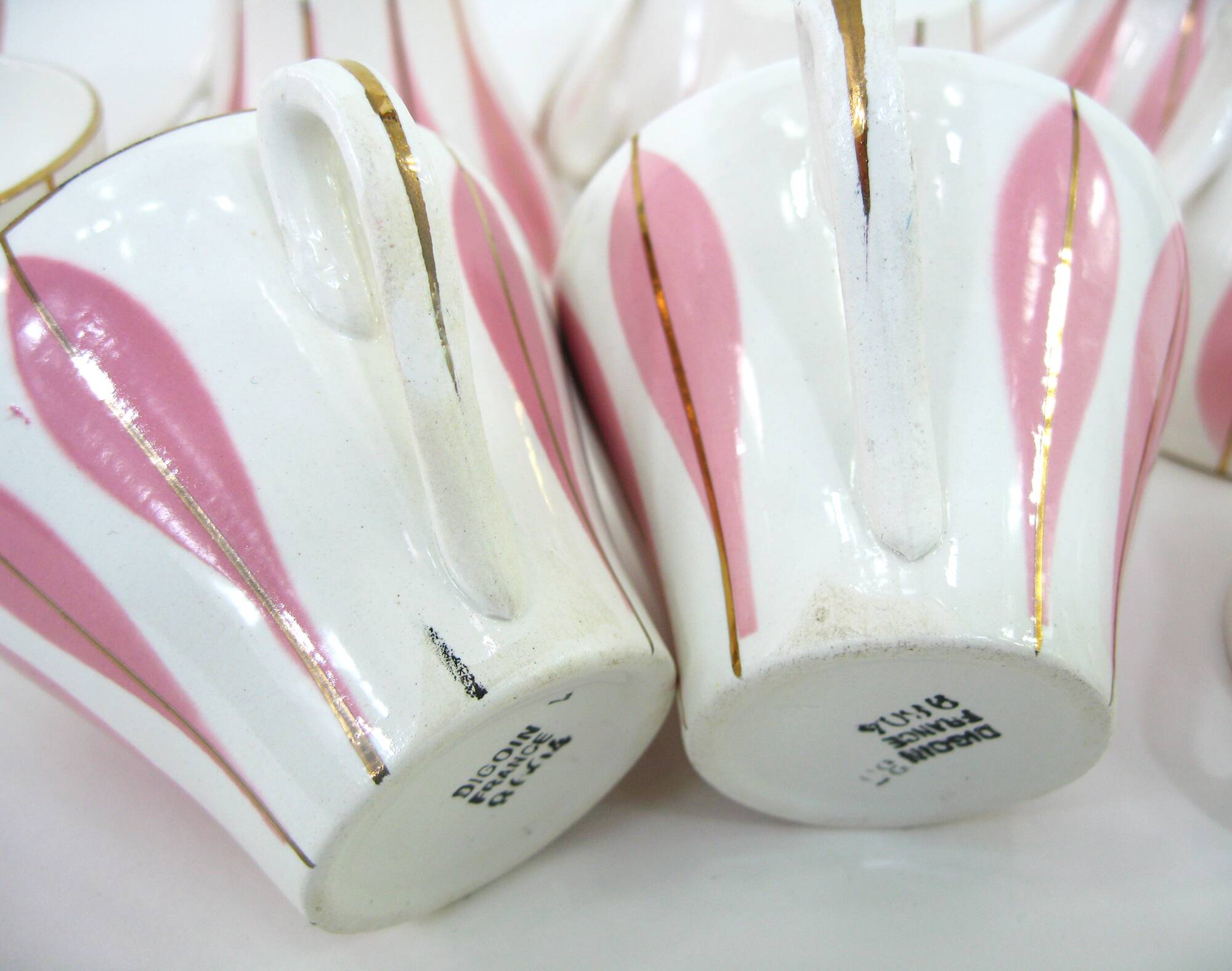 10 white ceramic coffee cups - Digoin 9604 France - vintage 50s