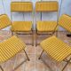 4 vintage Lafuma folding chairs in gold metal and striped velvet, 1970s.