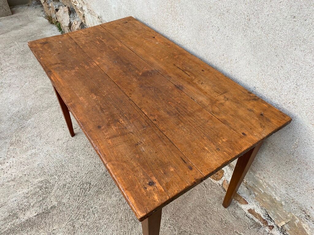 Table de ferme en bois massif avec 1 tiroir