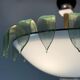 Venetian chandelier in white, black and green Murano glass sprinkled with gold, circa 1980