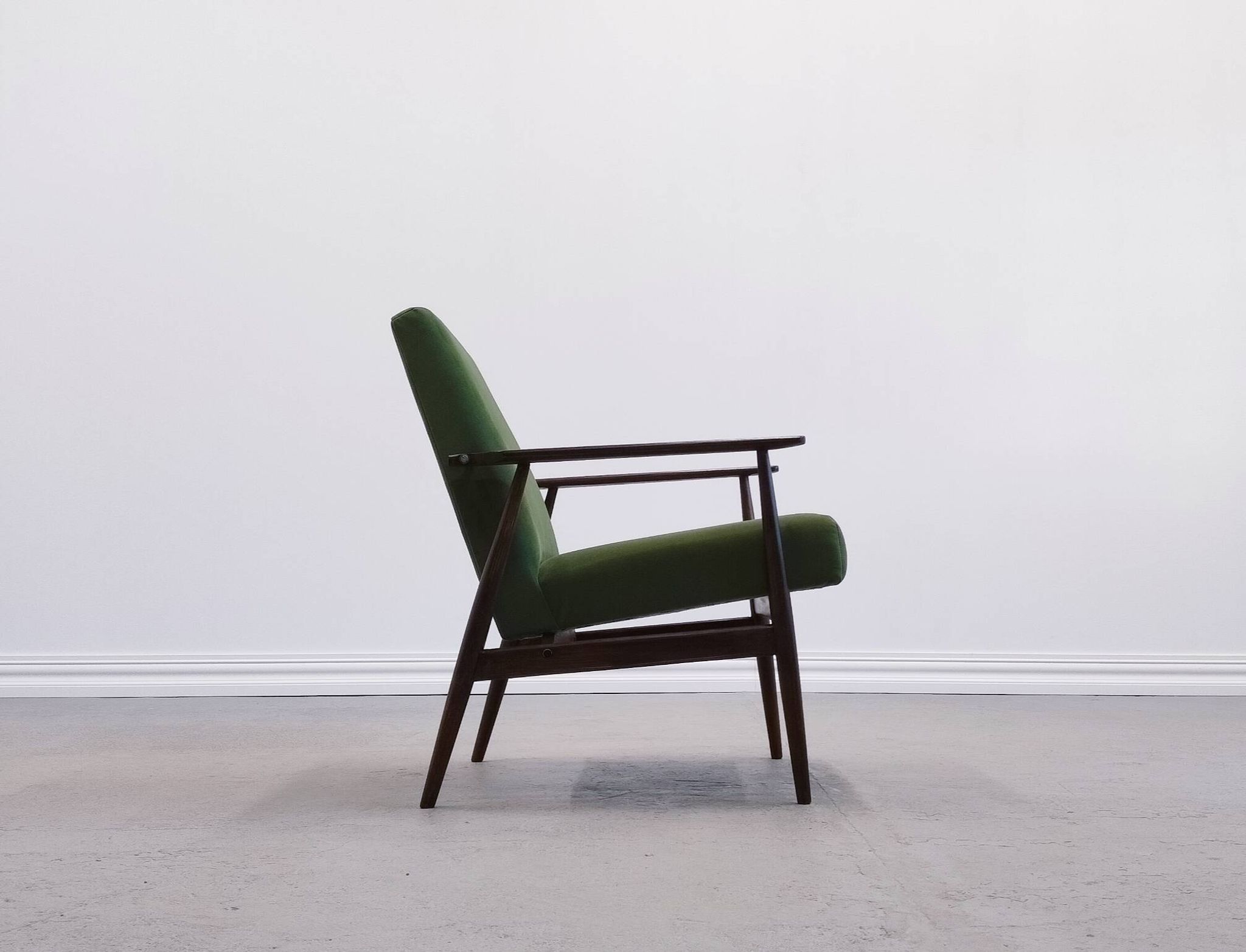 1960 Henryk Lis Mid Century Armchair in Green Velvet