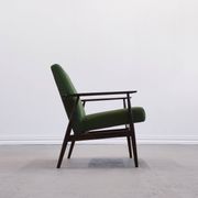 1960 Henryk Lis Mid Century Armchair in Green Velvet