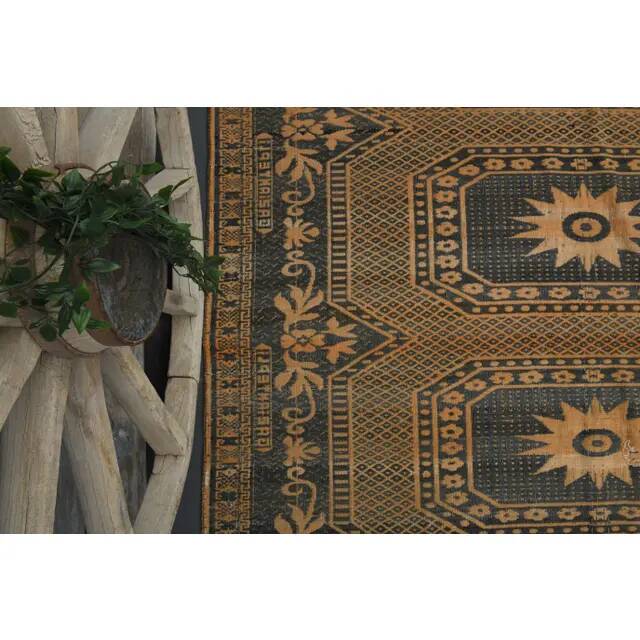 1970s Vintage Turkish Oushak Handmade Wool Cotton Orange Area Rug 170x340