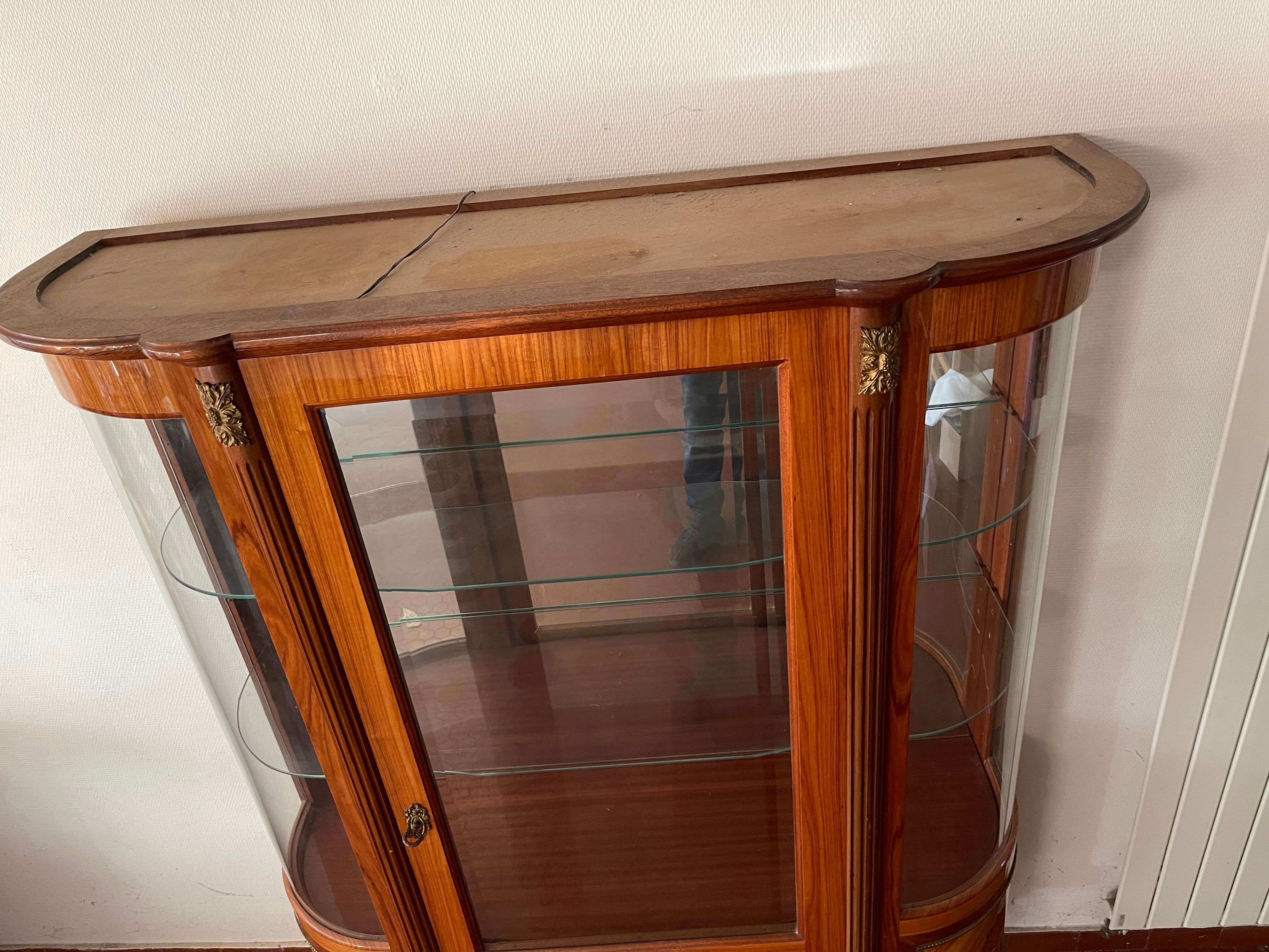 Louis XVI style silver showcase In marquetry