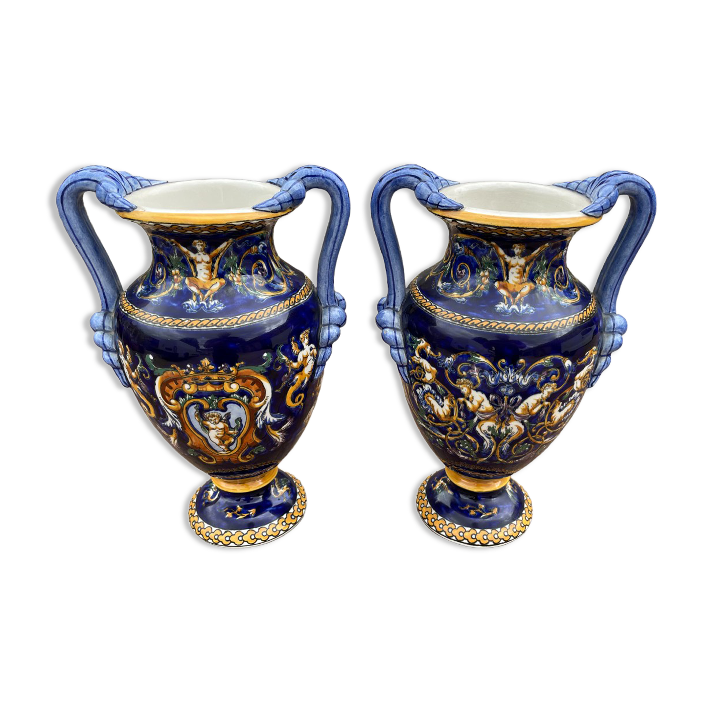 Vase in Gien earthen earthen of amphora shape