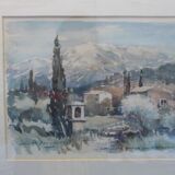 Watercolor Aix en Provence Beaurecueil signed Lasbouygues