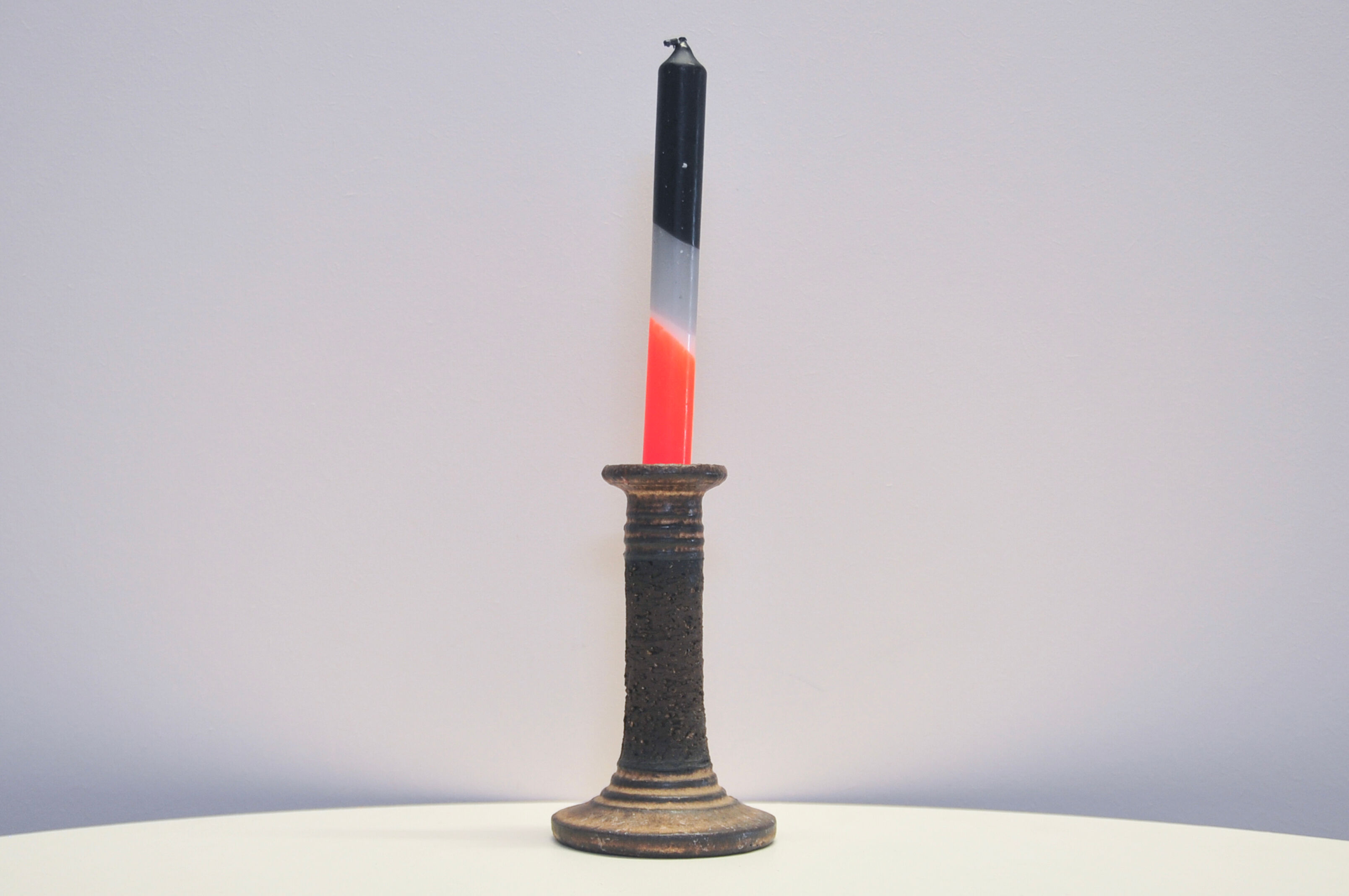 Danish vintage brown ceramic candlestick