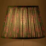 New handcrafted lampshade in vintage silk sari, turquoise pink floral.