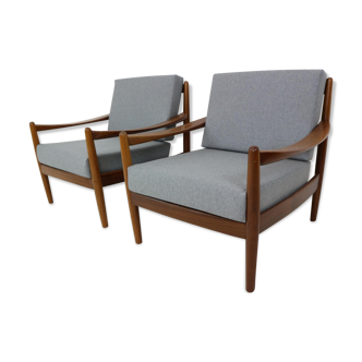Set of chairs in curved teak Denmark 1960 s