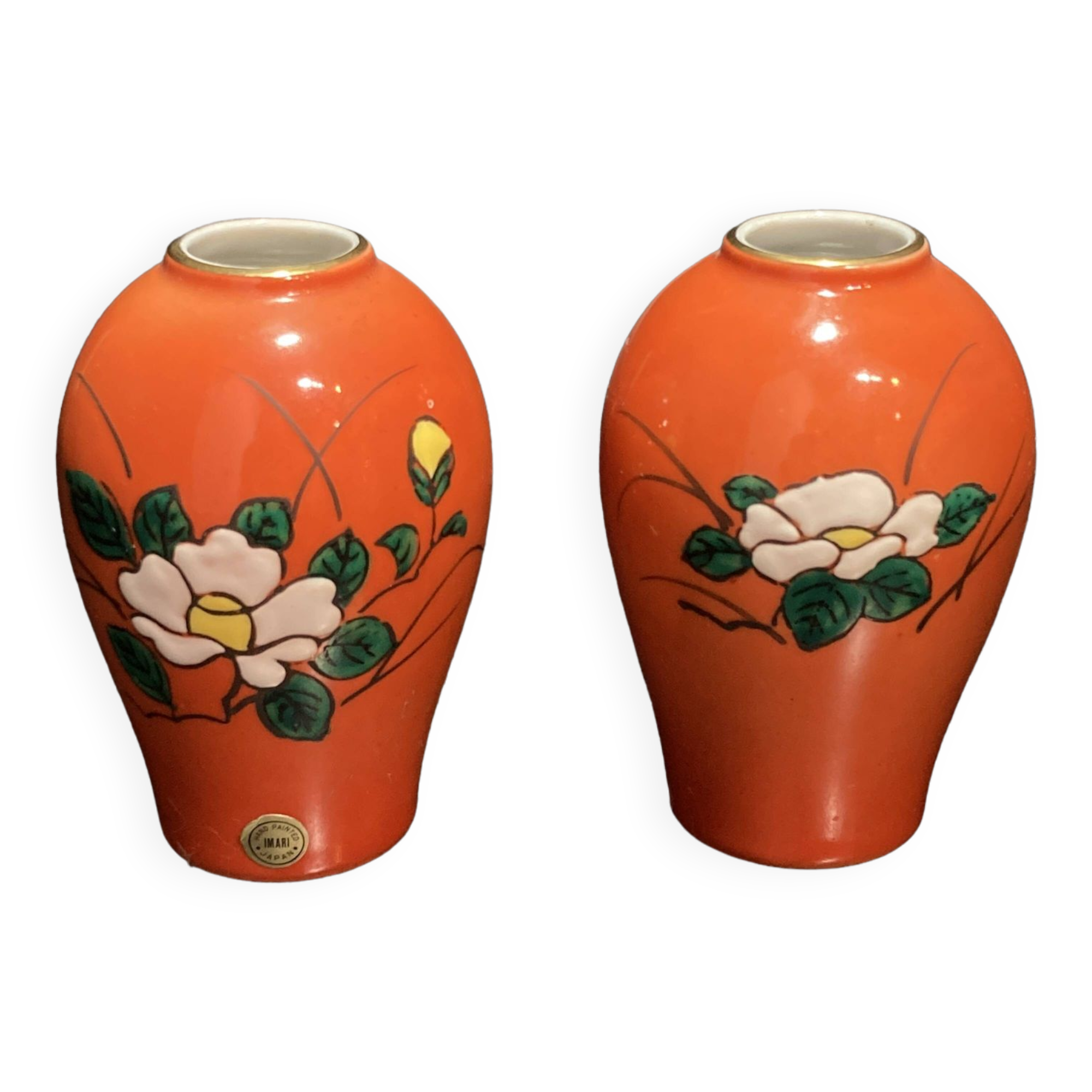 Pair of miniature IMARI porcelain vases made in Japan